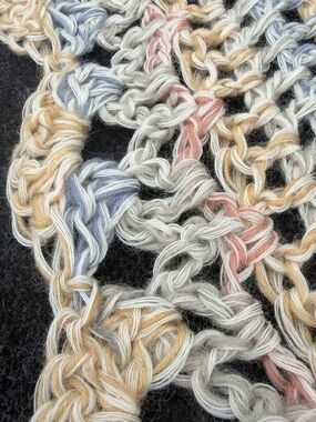 Italian Mohair Handmade  Crocheted Shawl  - Pastel Neutrals